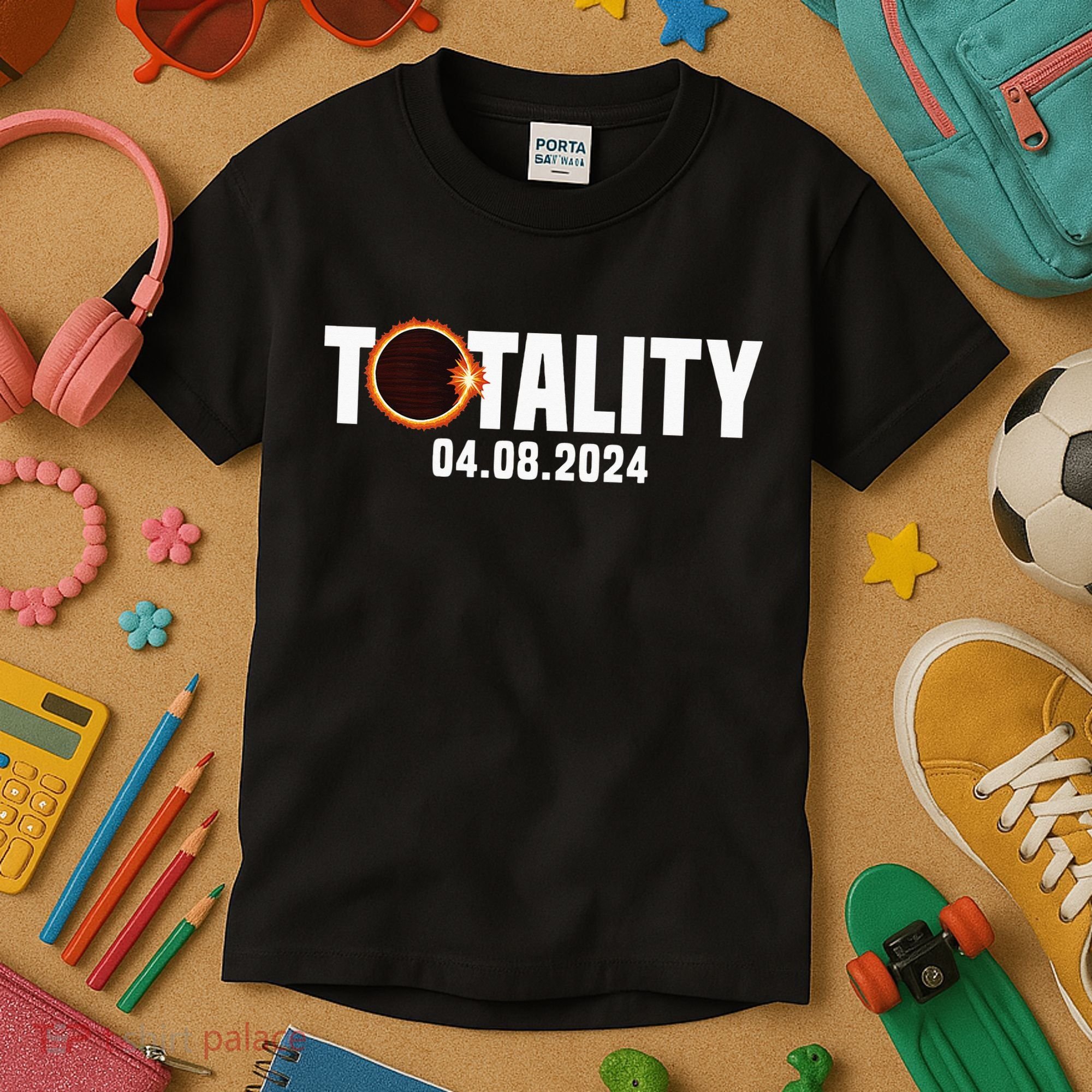 American US Total Totality 04.08.2024 Solar Lunar Eclipse Kids T-Shirt