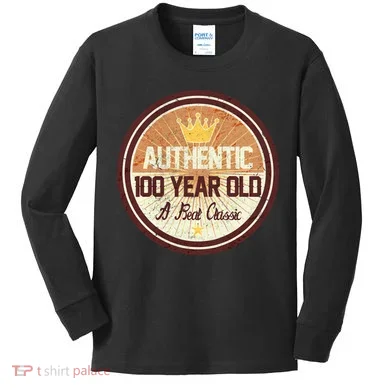 Authentic 100 Year Old Classic 100th Birthday Kids Long Sleeve Shirt
