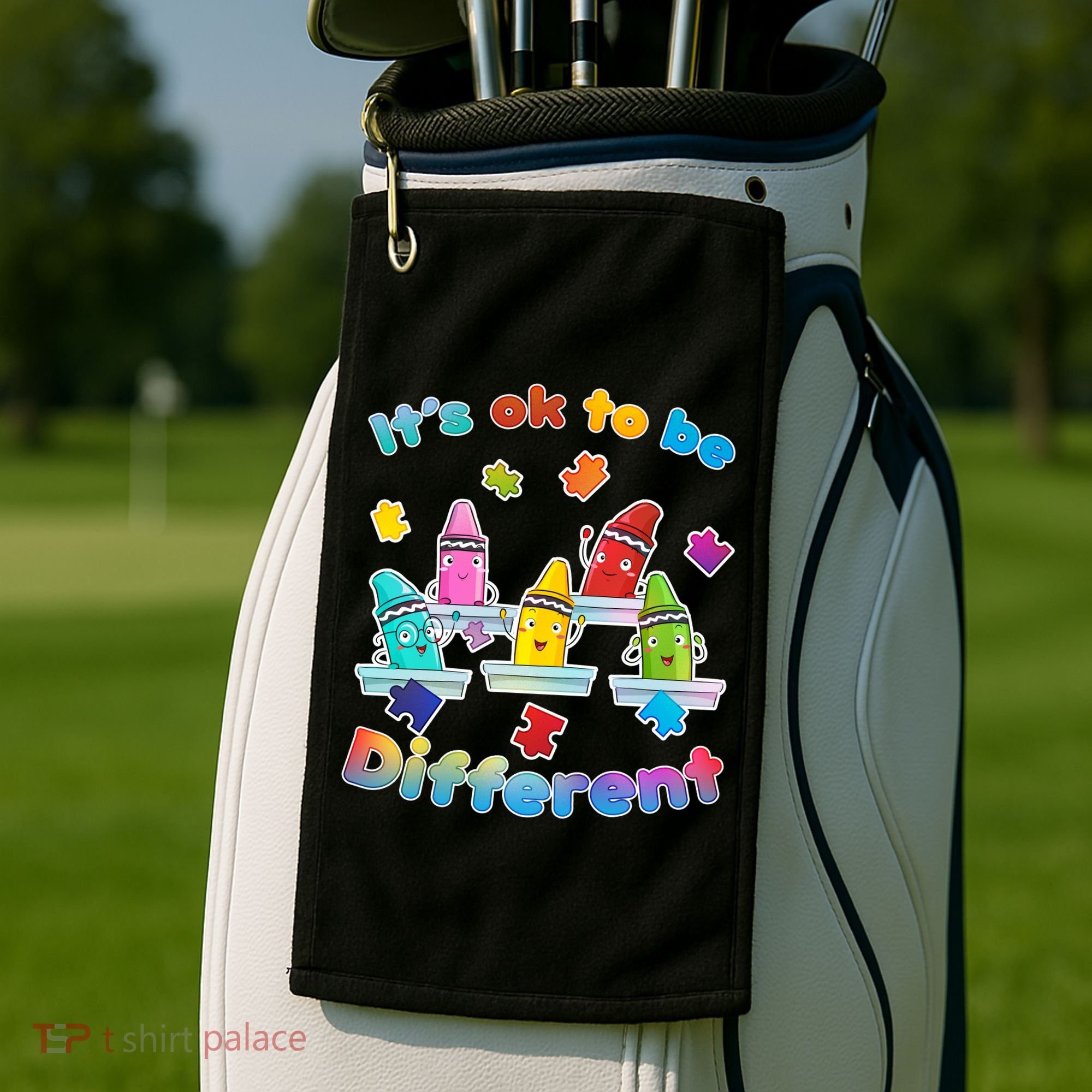 Autism - It's Ok To Be Different Crayons Golf Towel