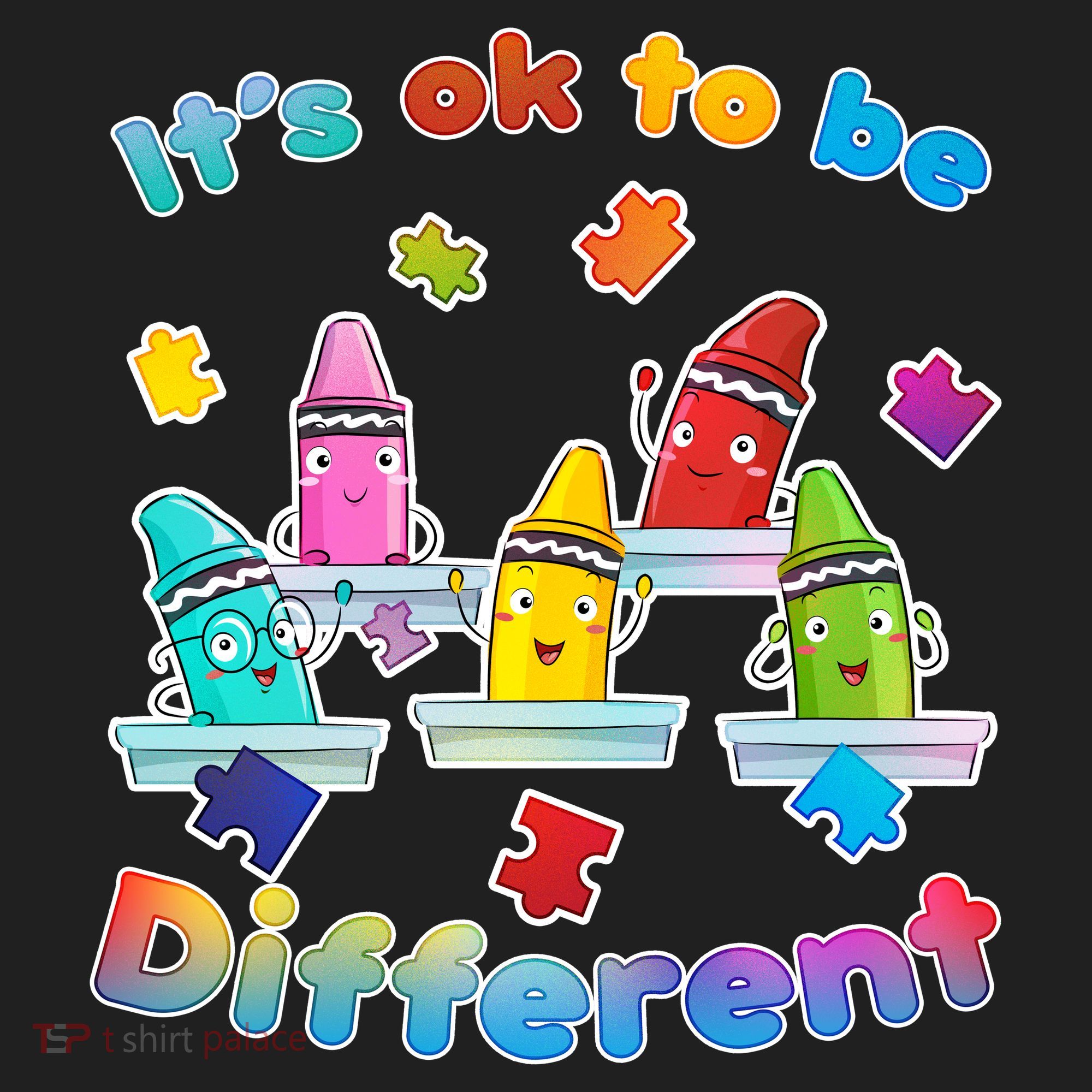 Autism - It's Ok To Be Different Crayons Golf Towel