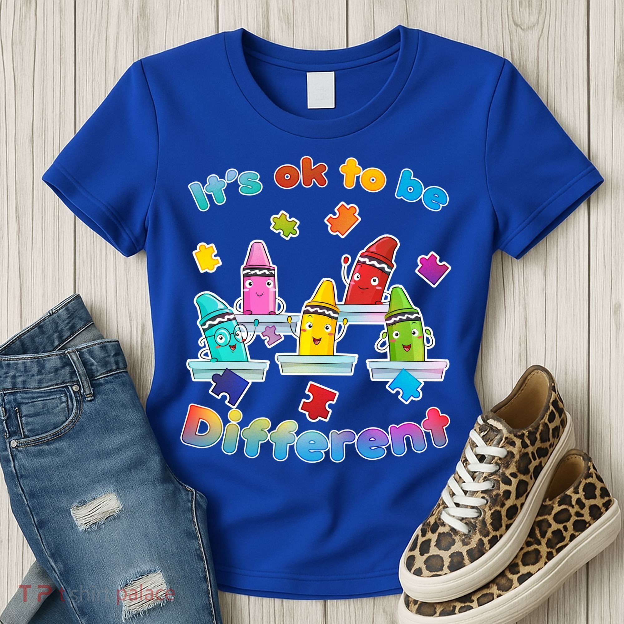 Autism - It's Ok To Be Different Crayons Women's T-Shirt