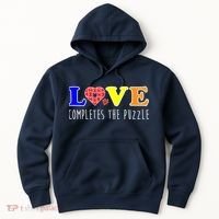 Autism - Love Completes The Puzzle Hoodie thumb 0
