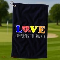 Autism - Love Completes The Puzzle Golf Towel thumb 1