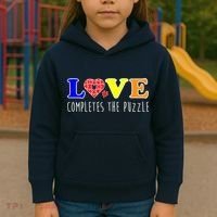 Autism - Love Completes The Puzzle Kids Hoodie thumb 3