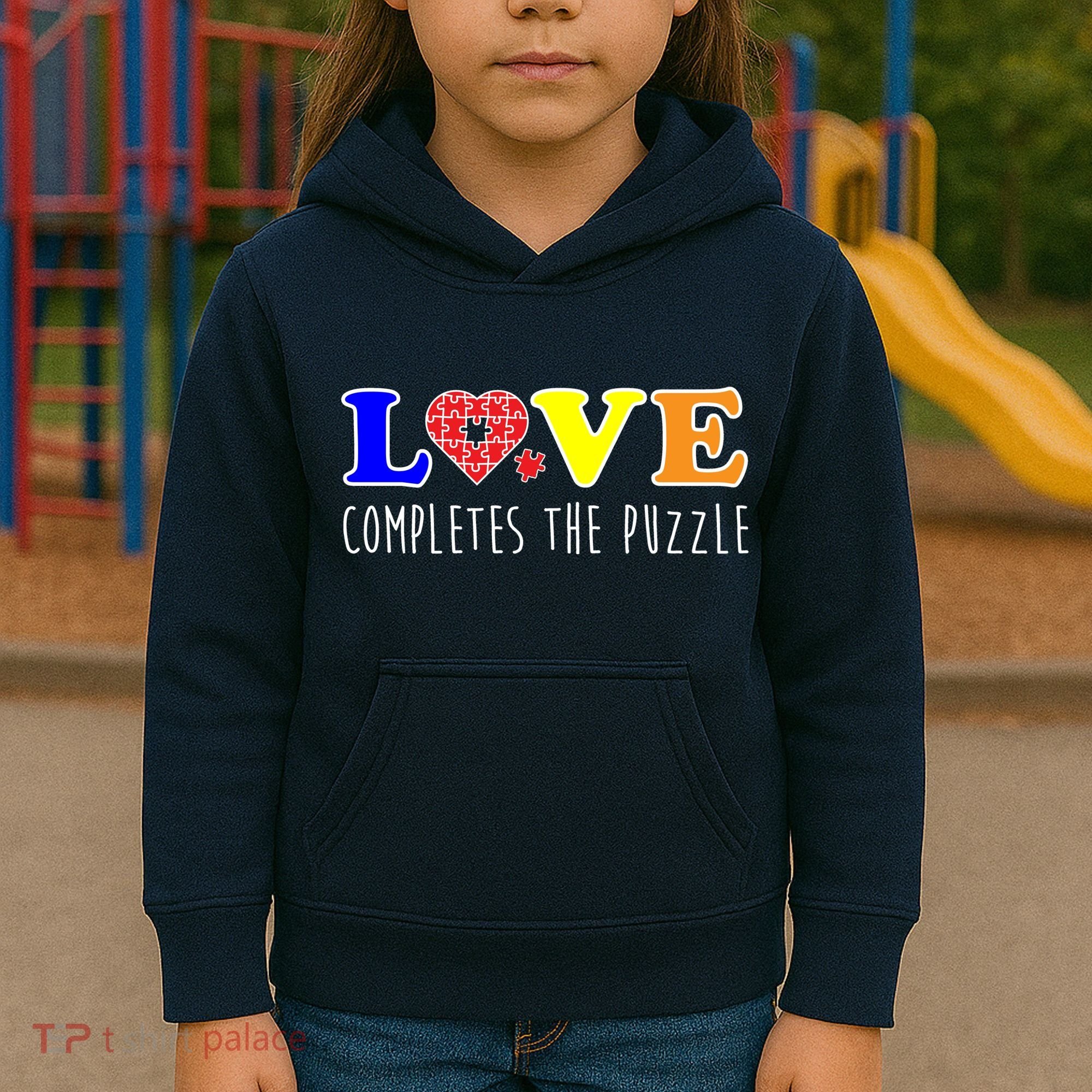 Autism - Love Completes The Puzzle Kids Hoodie