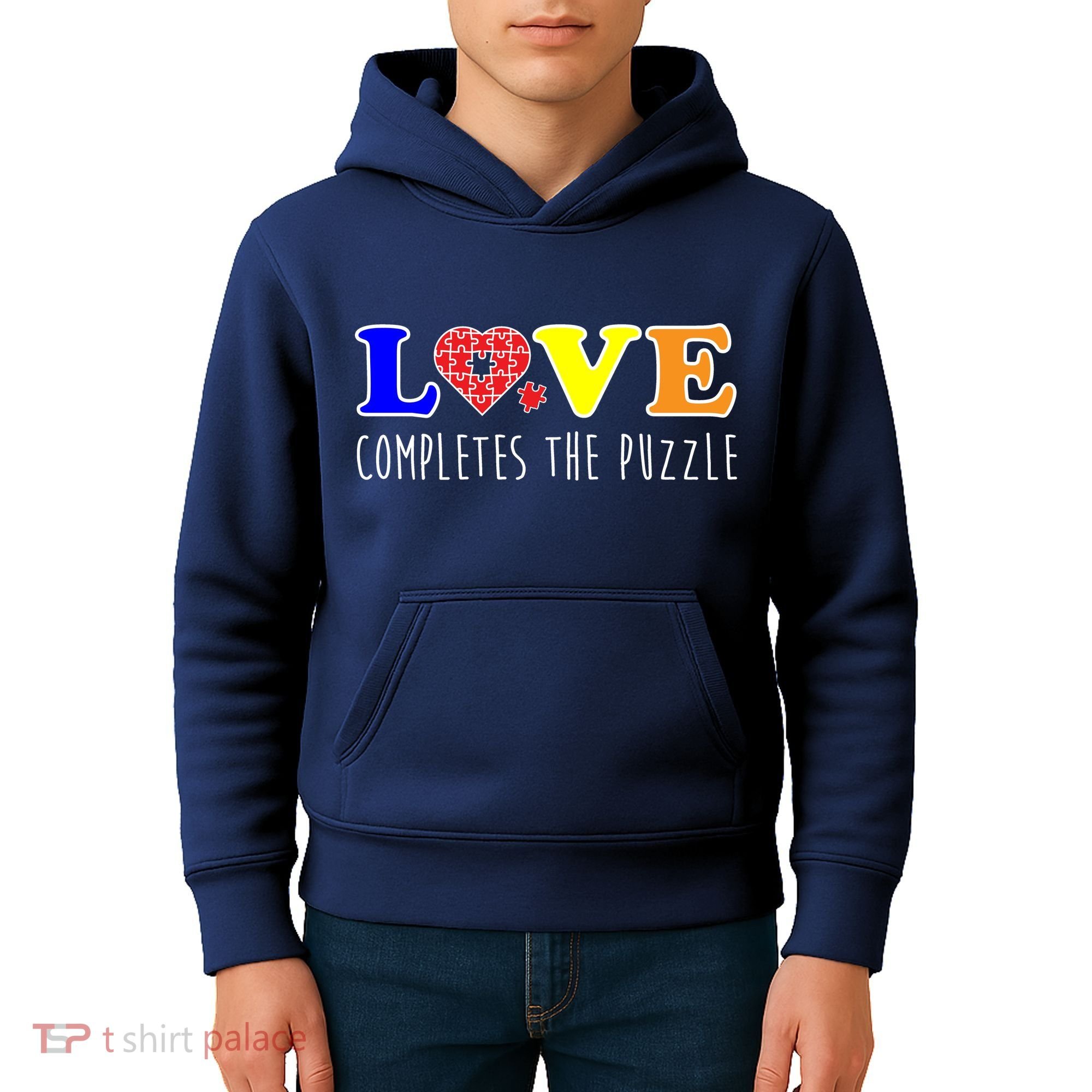 Autism - Love Completes The Puzzle Kids Hoodie