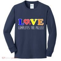 Autism - Love Completes The Puzzle Kids Long Sleeve Shirt thumb 0