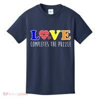 Autism - Love Completes The Puzzle Kids T-Shirt thumb 0