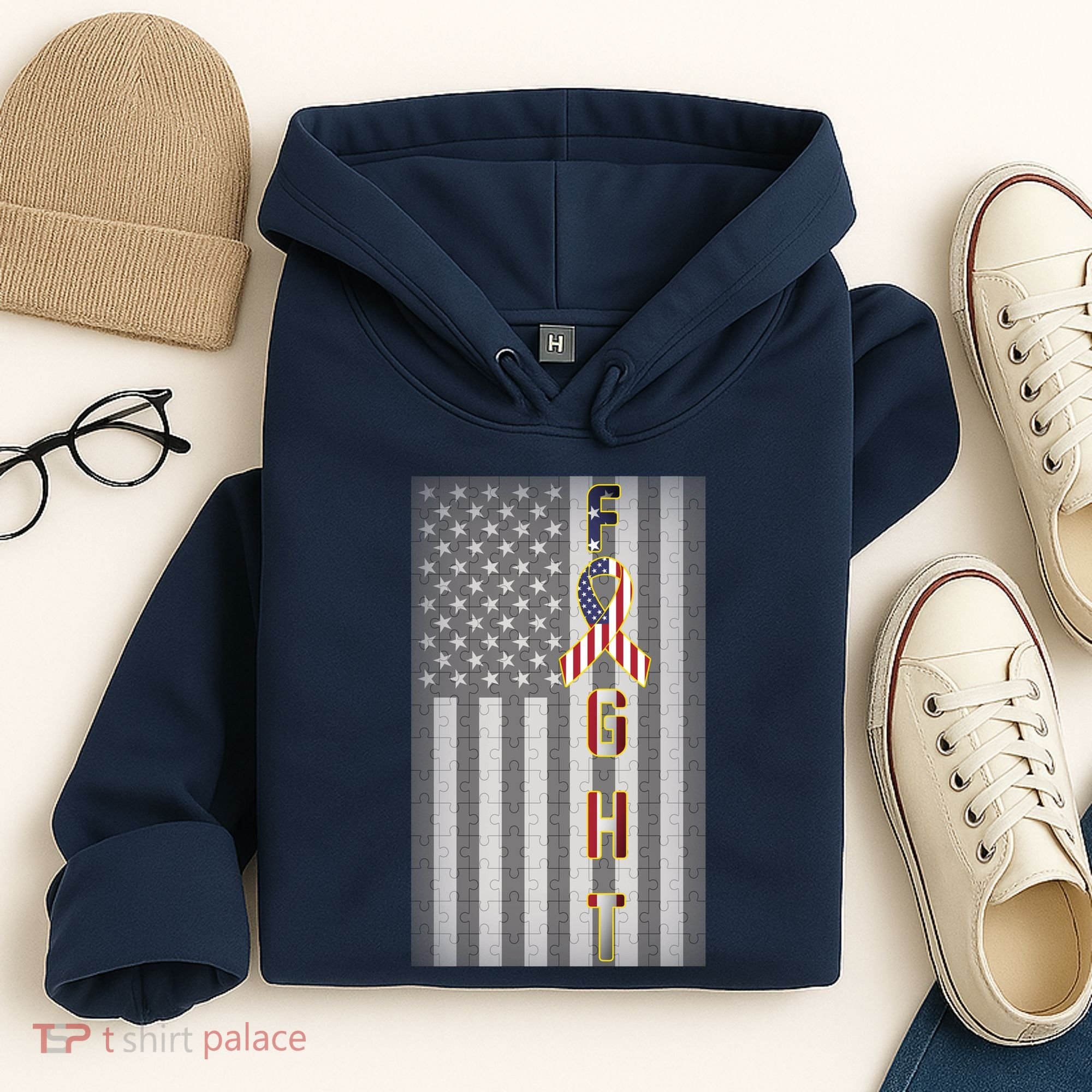 Autism Awareness American Flag Hoodie