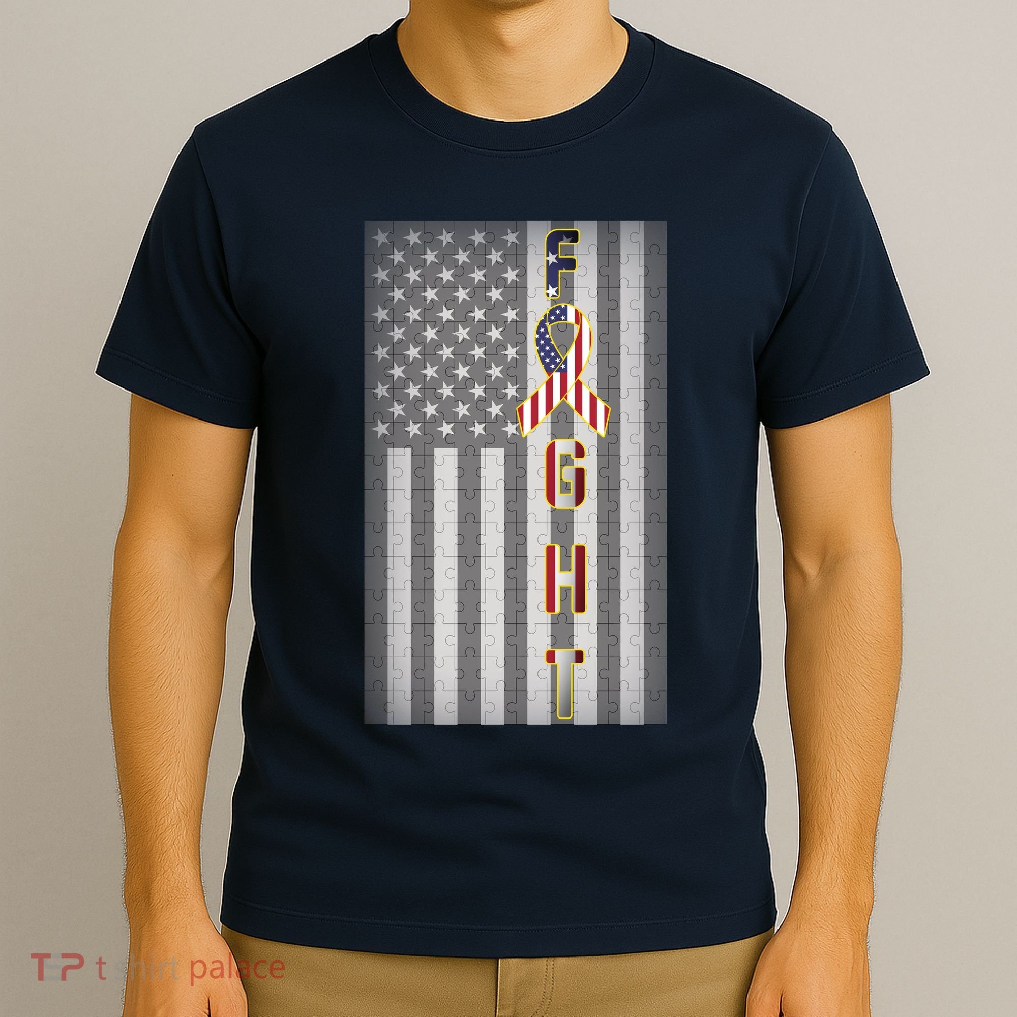 Autism Awareness American Flag T-Shirt