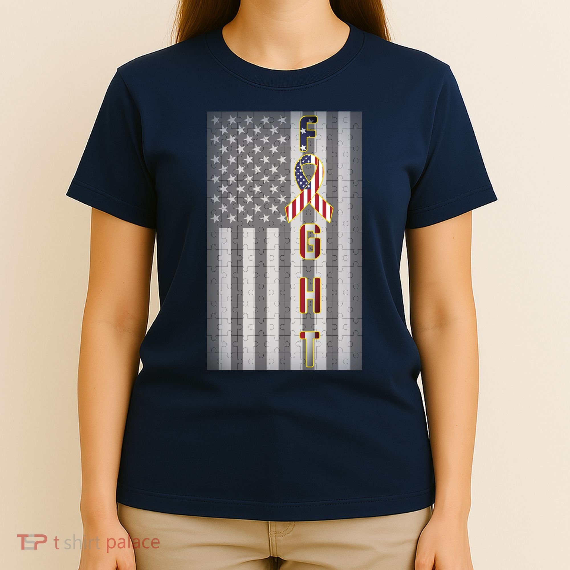 Autism Awareness American Flag T-Shirt