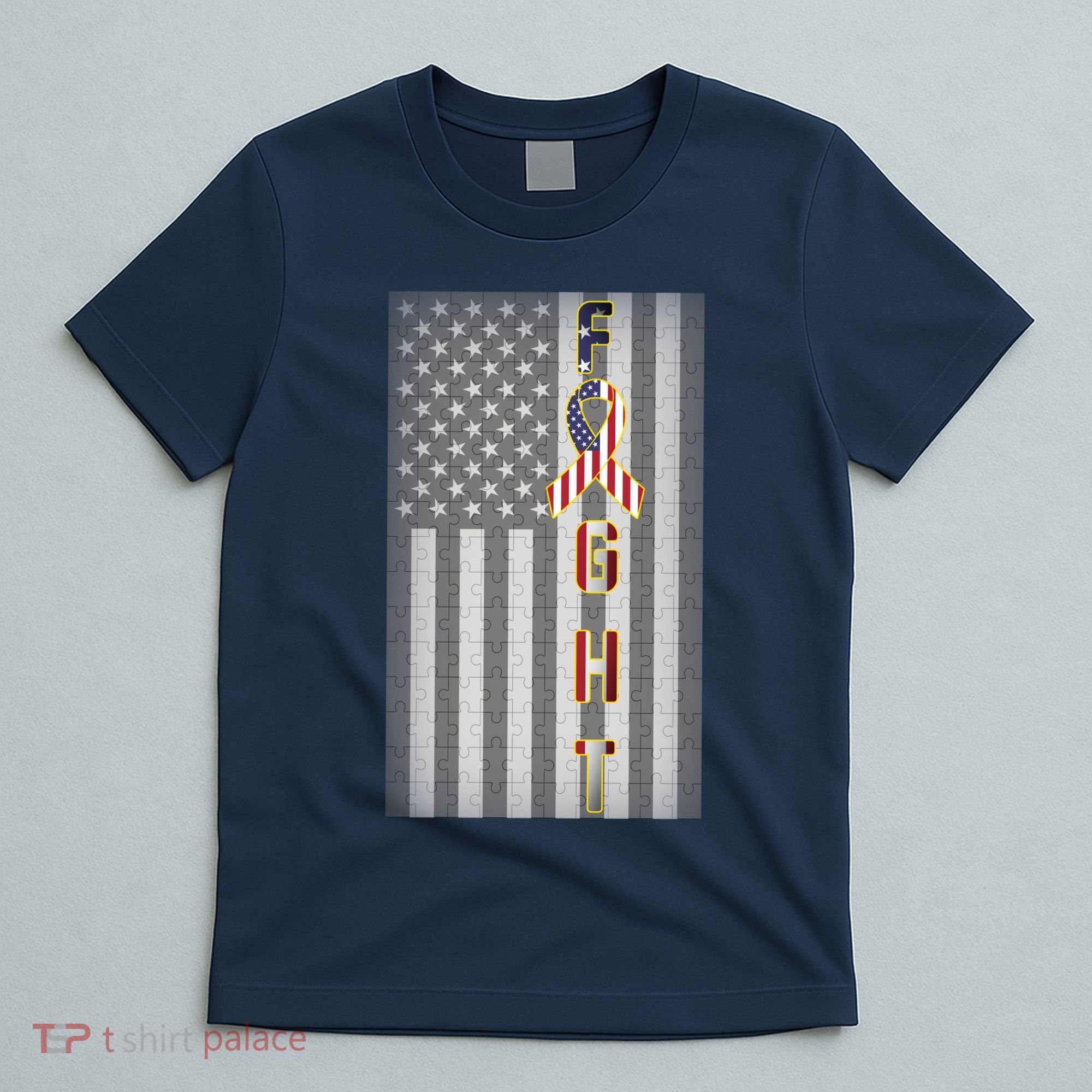 Autism Awareness American Flag T-Shirt