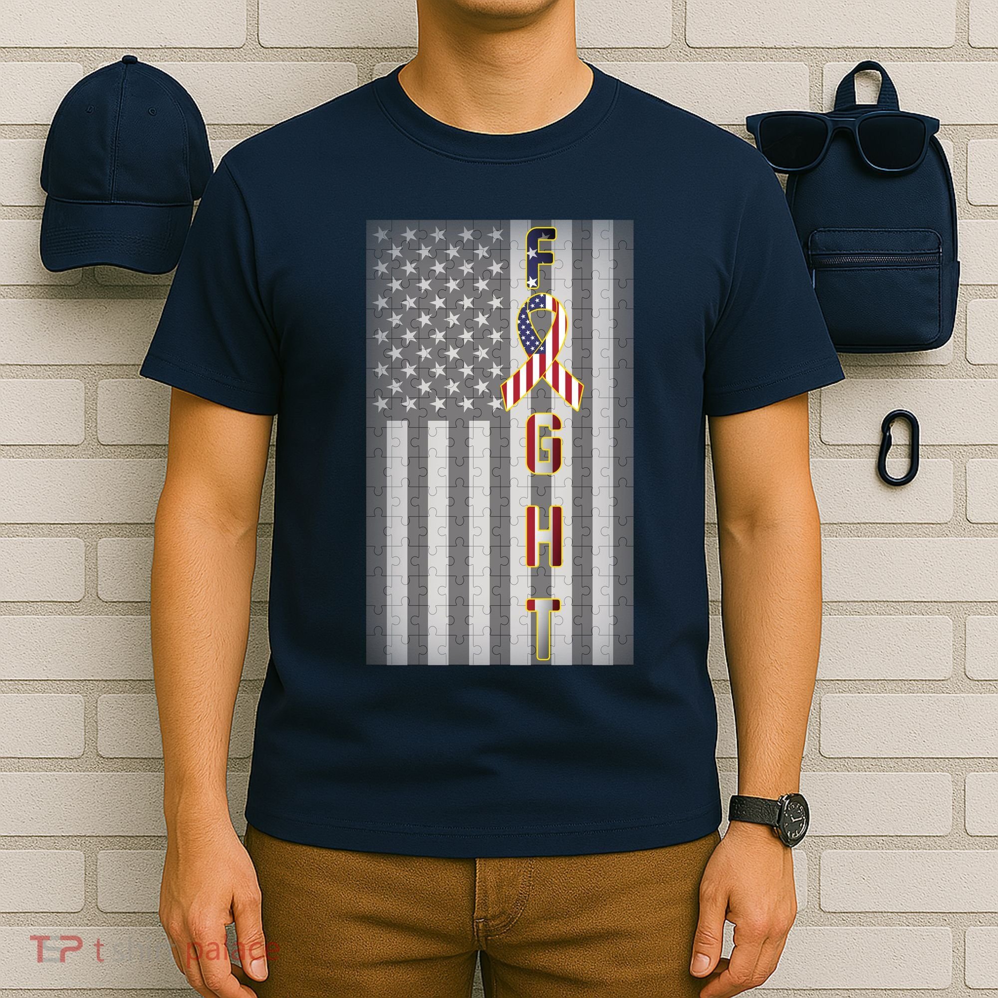 Autism Awareness American Flag T-Shirt