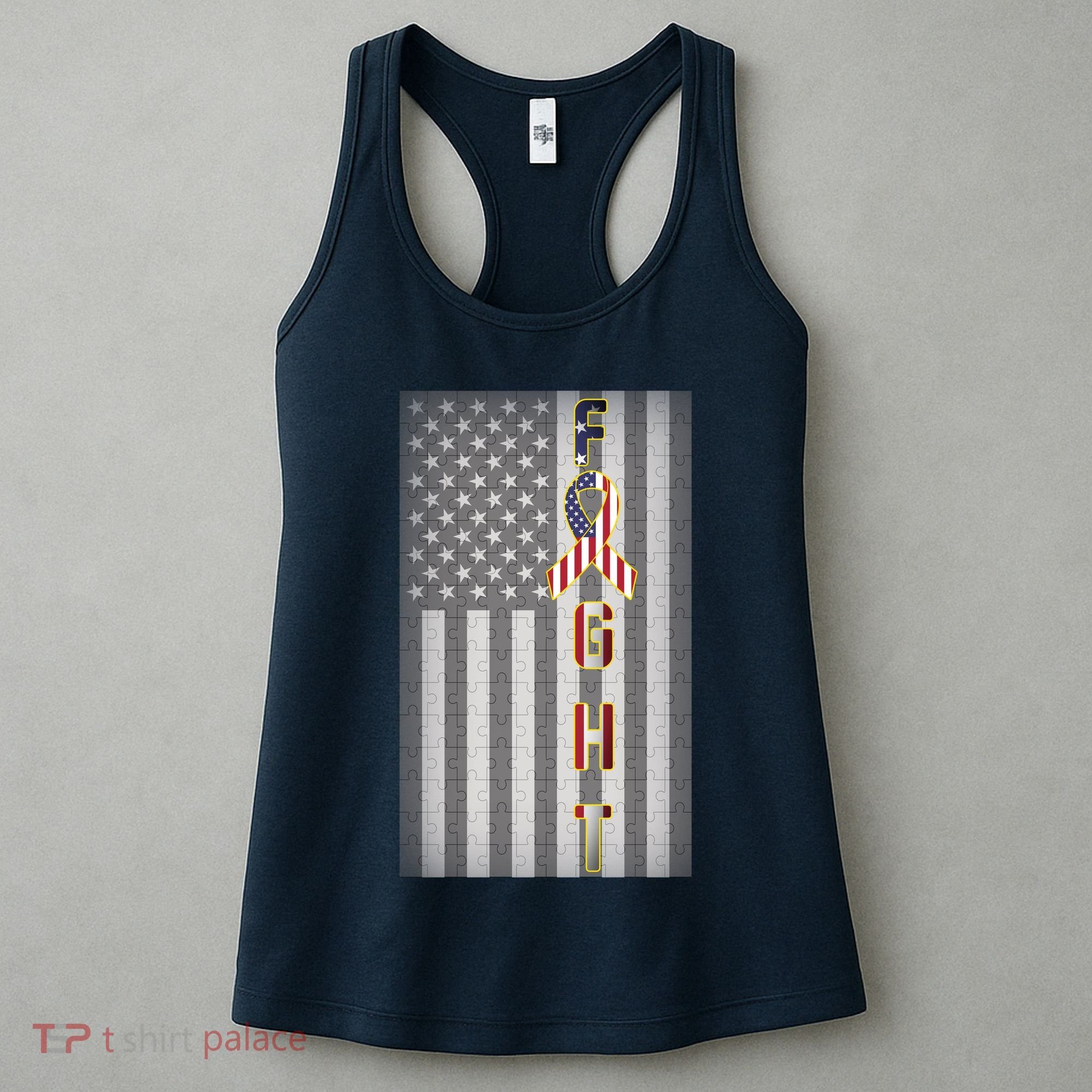 Autism Awareness American Flag Women's Tank Top