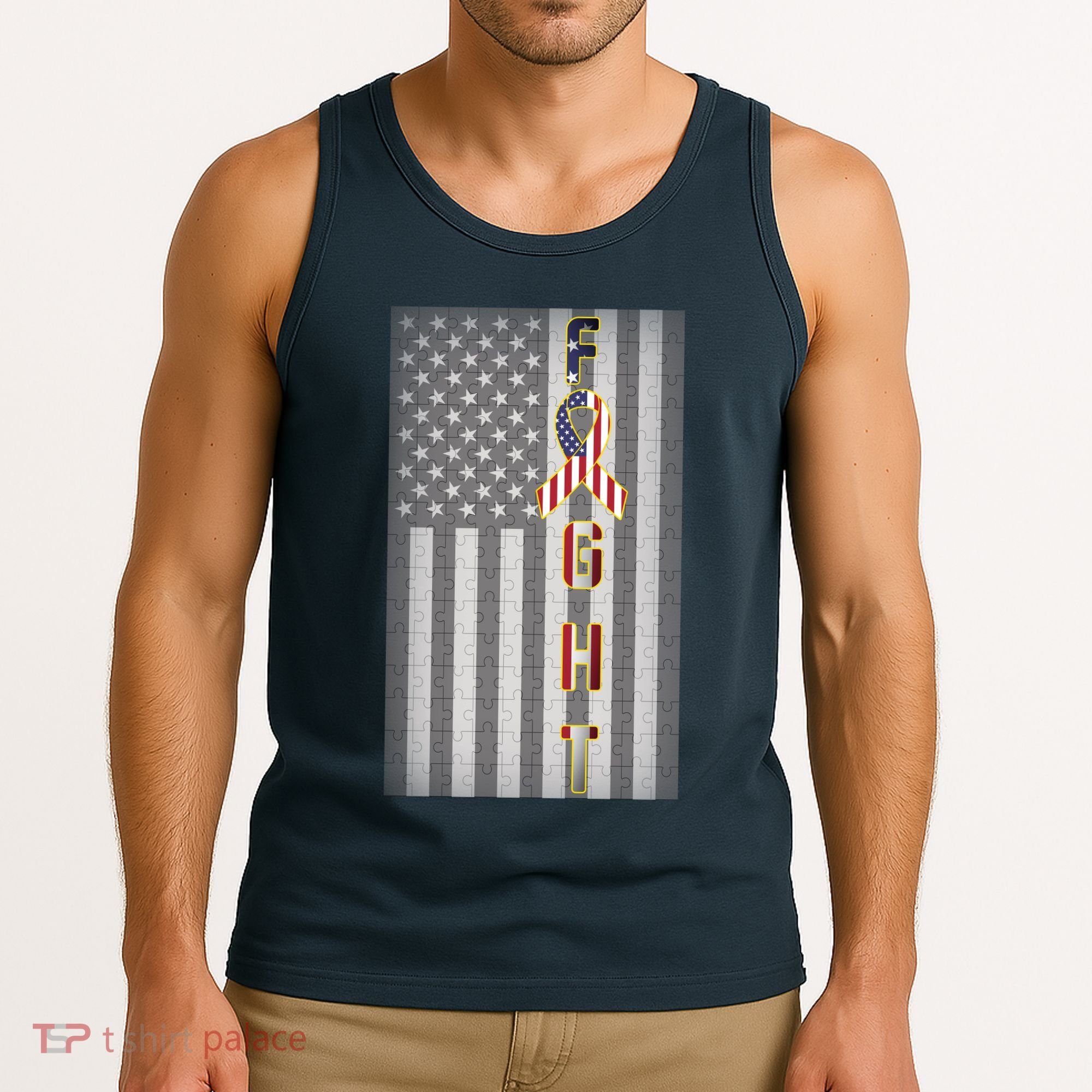 Autism Awareness American Flag Tank Top
