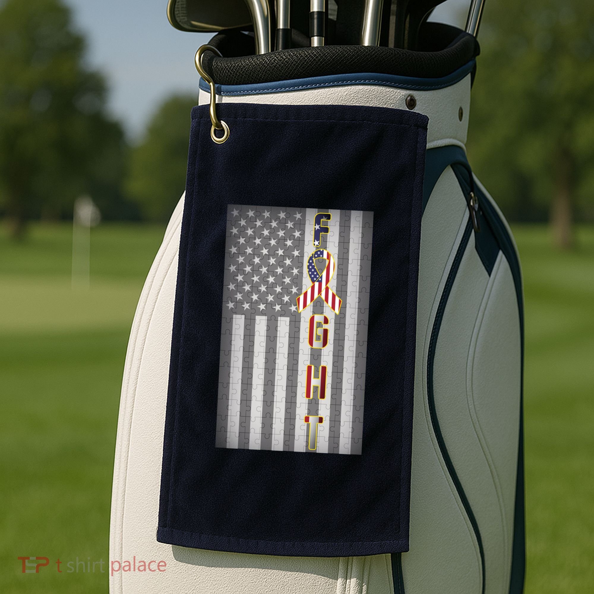Autism Awareness American Flag Golf Towel