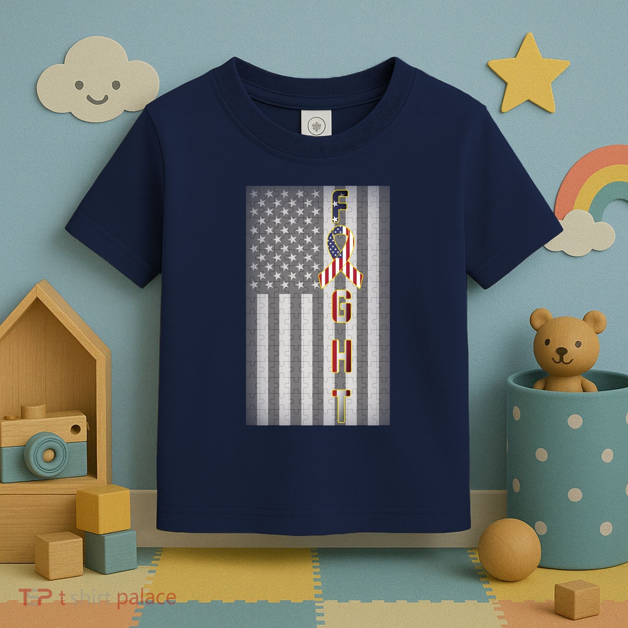 Autism Awareness American Flag Toddler T-Shirt