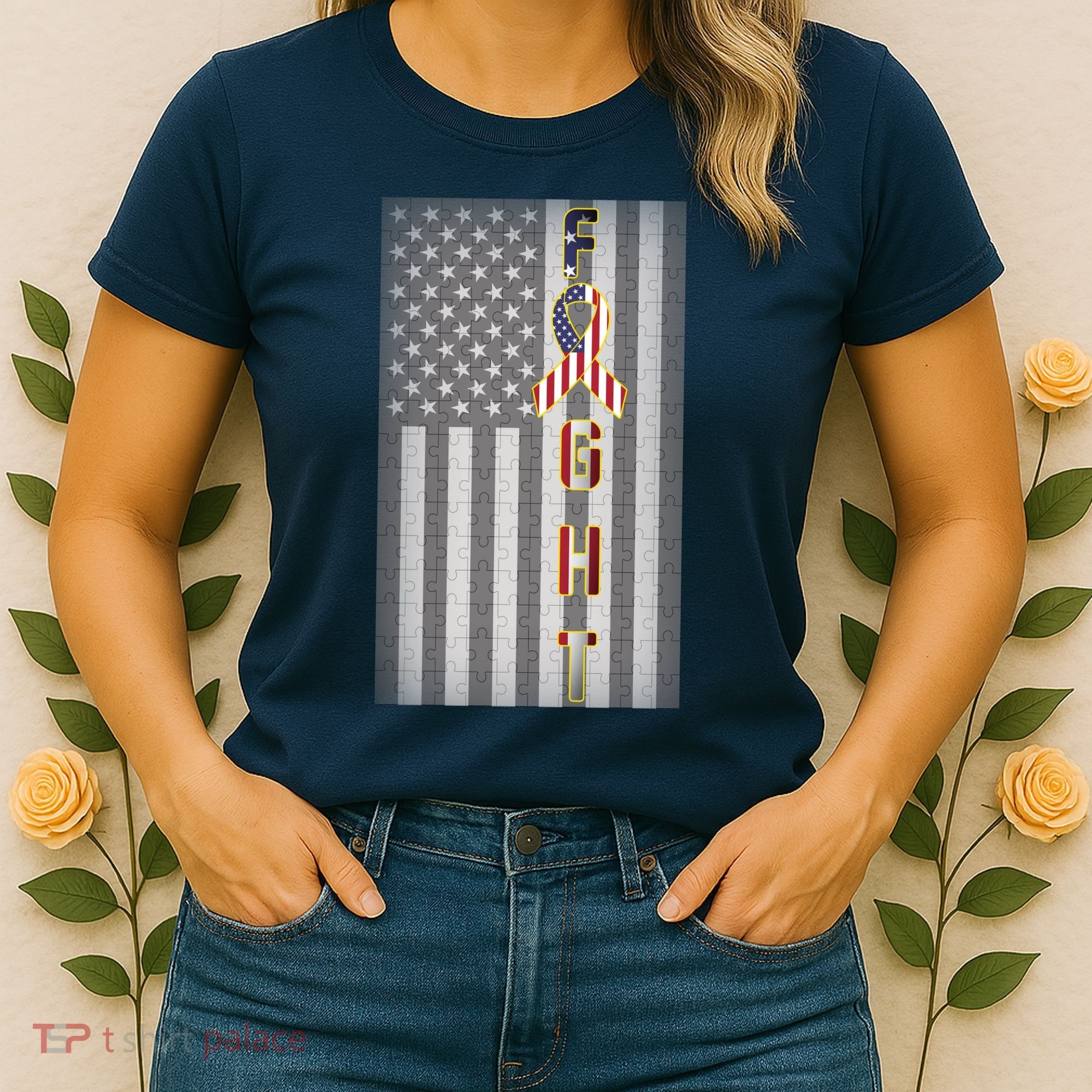 Autism Awareness American Flag Women's T-Shirt