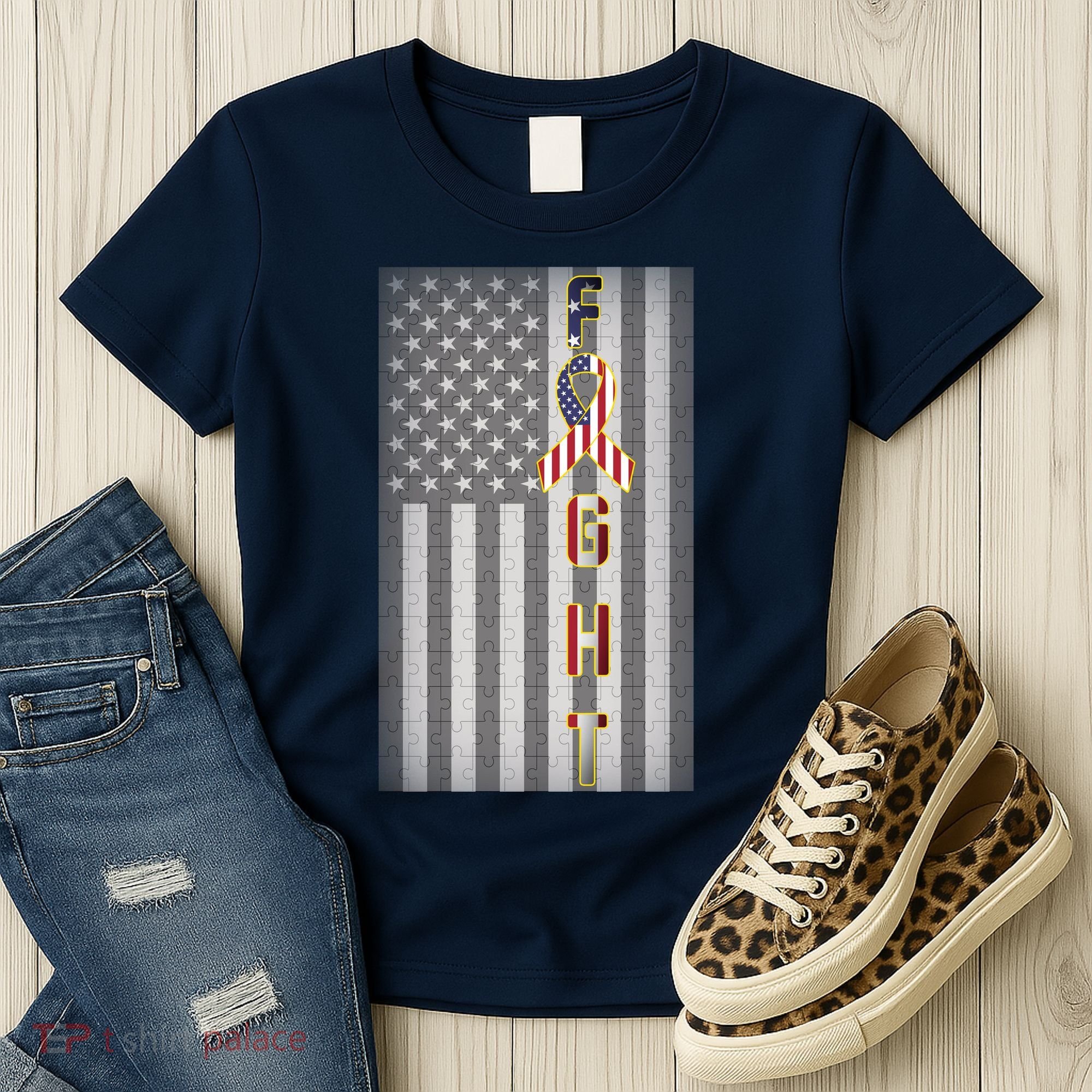 Autism Awareness American Flag Women's T-Shirt