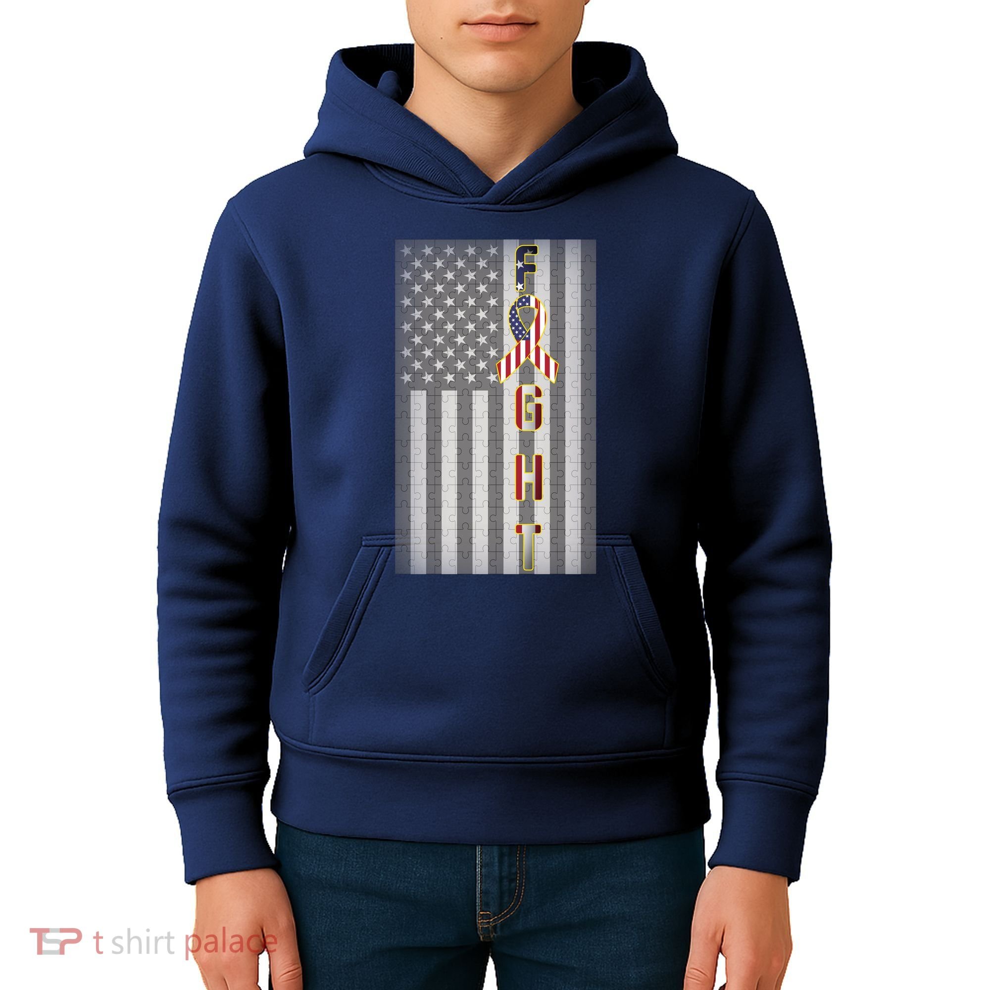 Autism Awareness American Flag Kids Hoodie