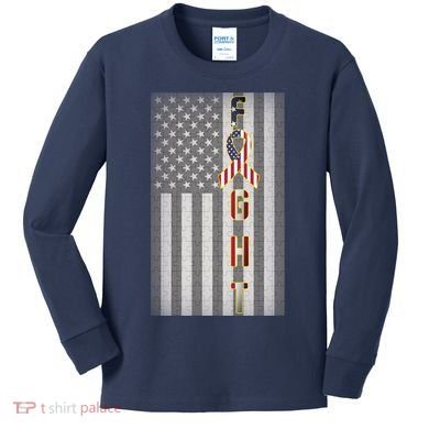 Autism Awareness American Flag Kids Long Sleeve Shirt