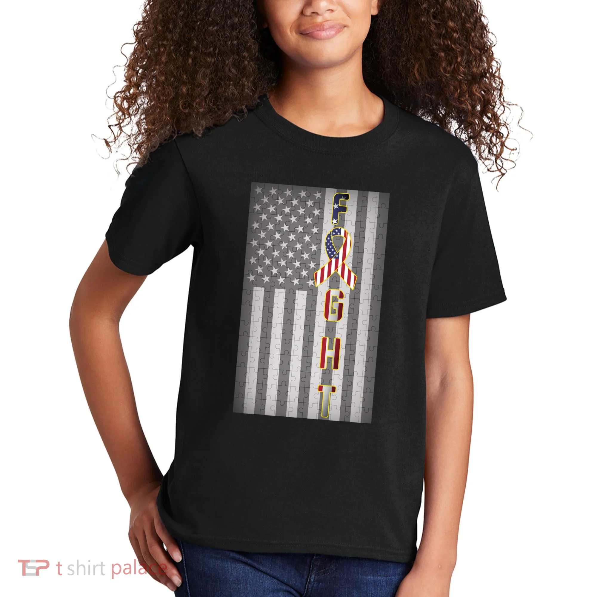 Autism Awareness American Flag Kids T-Shirt