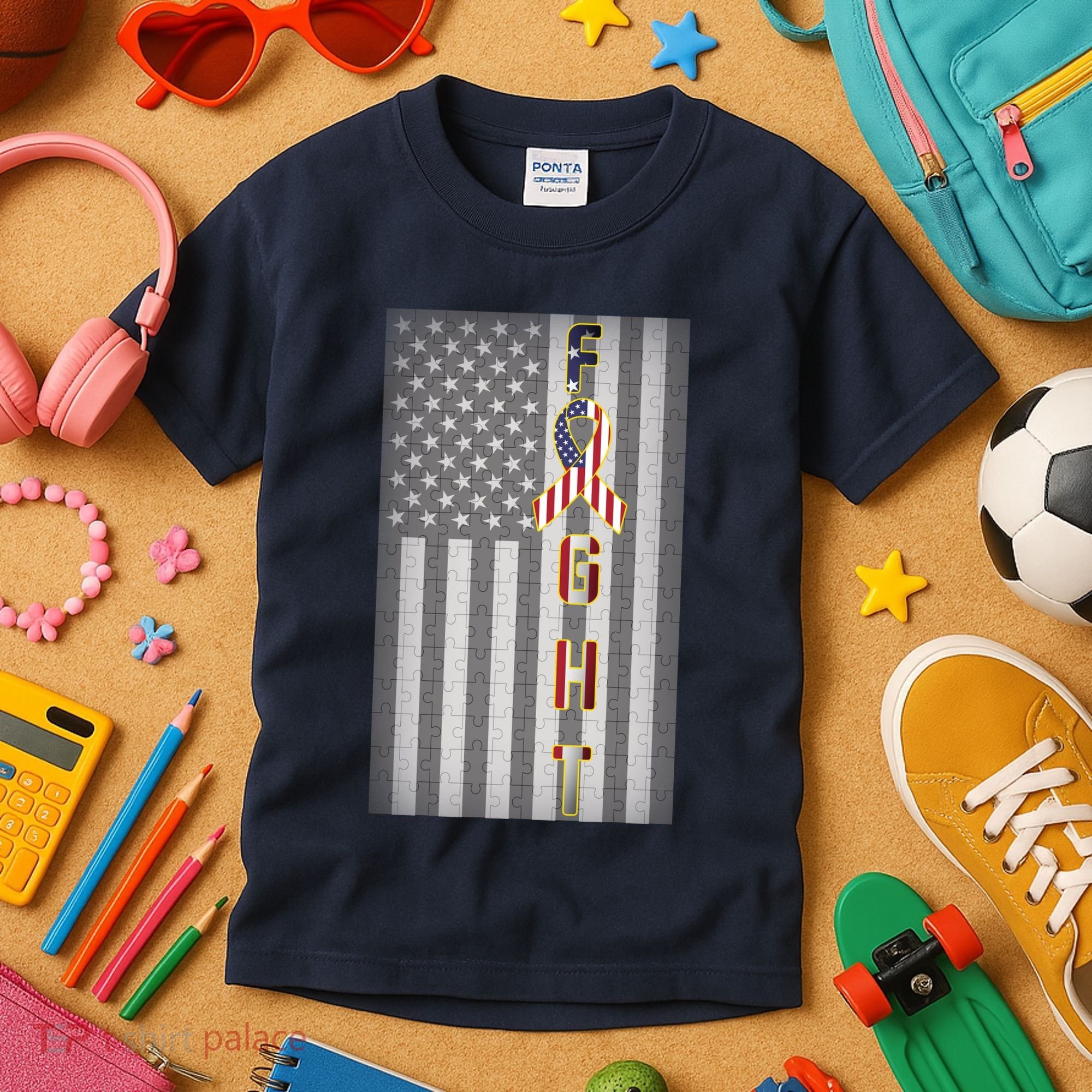 Autism Awareness American Flag Kids T-Shirt
