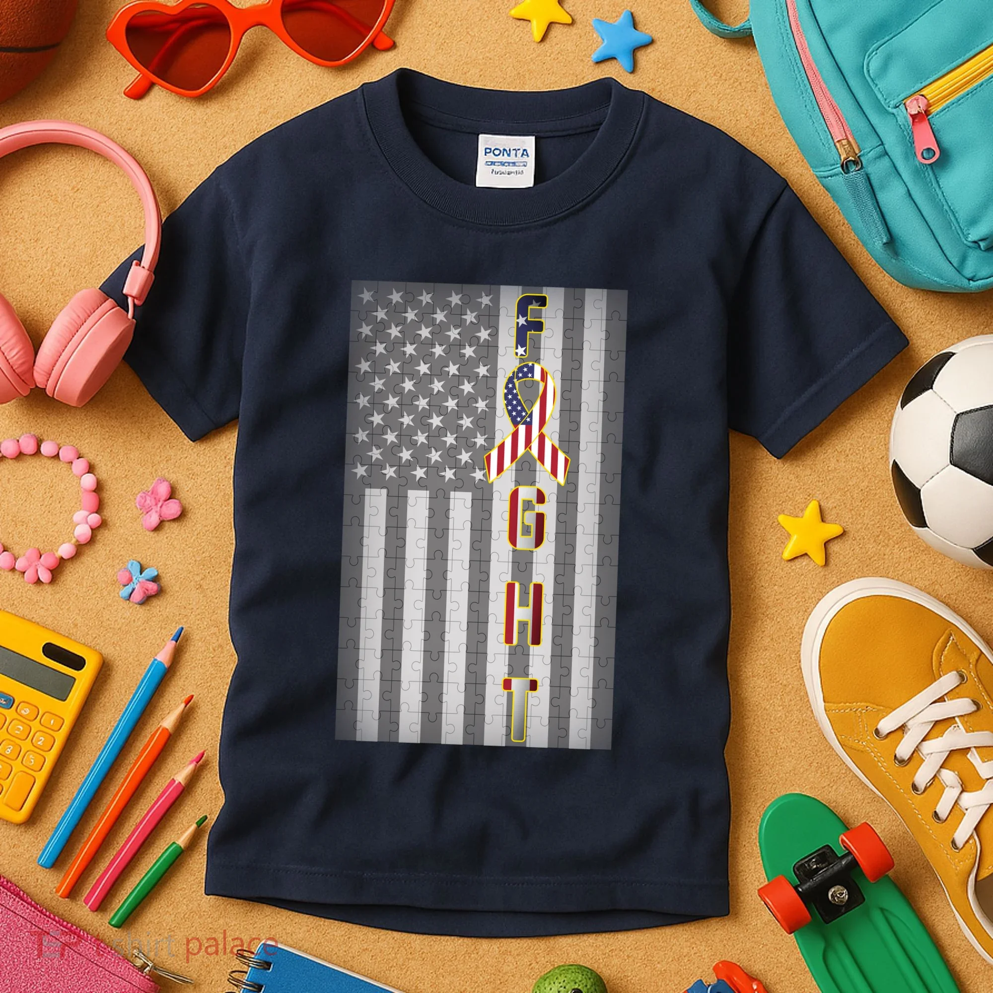 Autism Awareness American Flag Kids T-Shirt