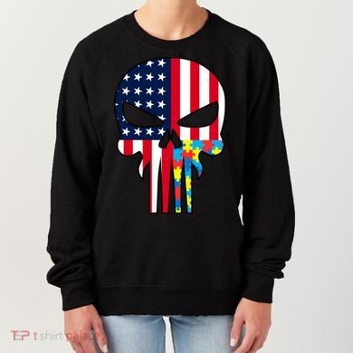 Autism Awareness American Skull Women's Sweatshirt