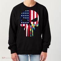 Autism Awareness American Skull Women's Sweatshirt thumb 0