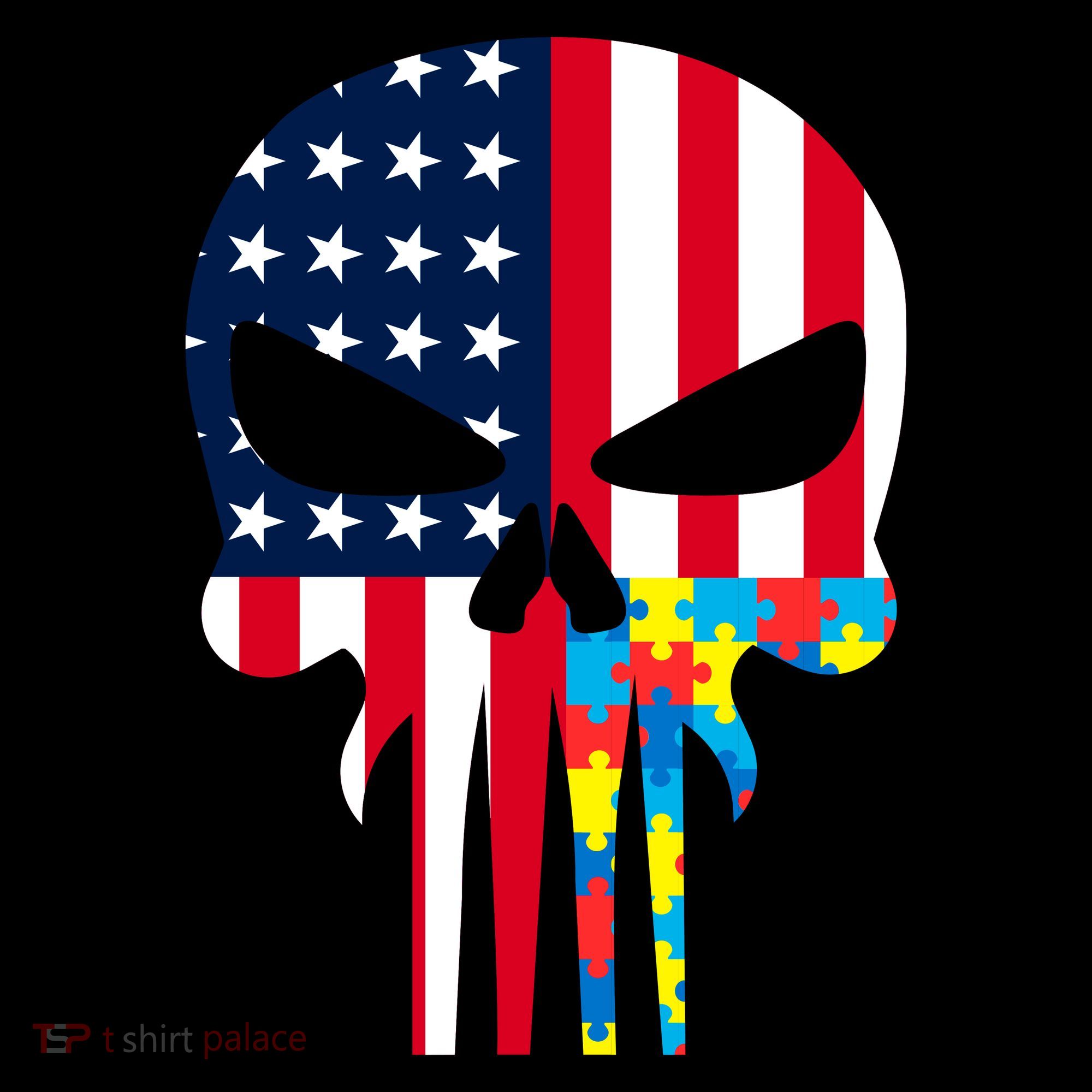 Autism Awareness American Skull Doggie Tank