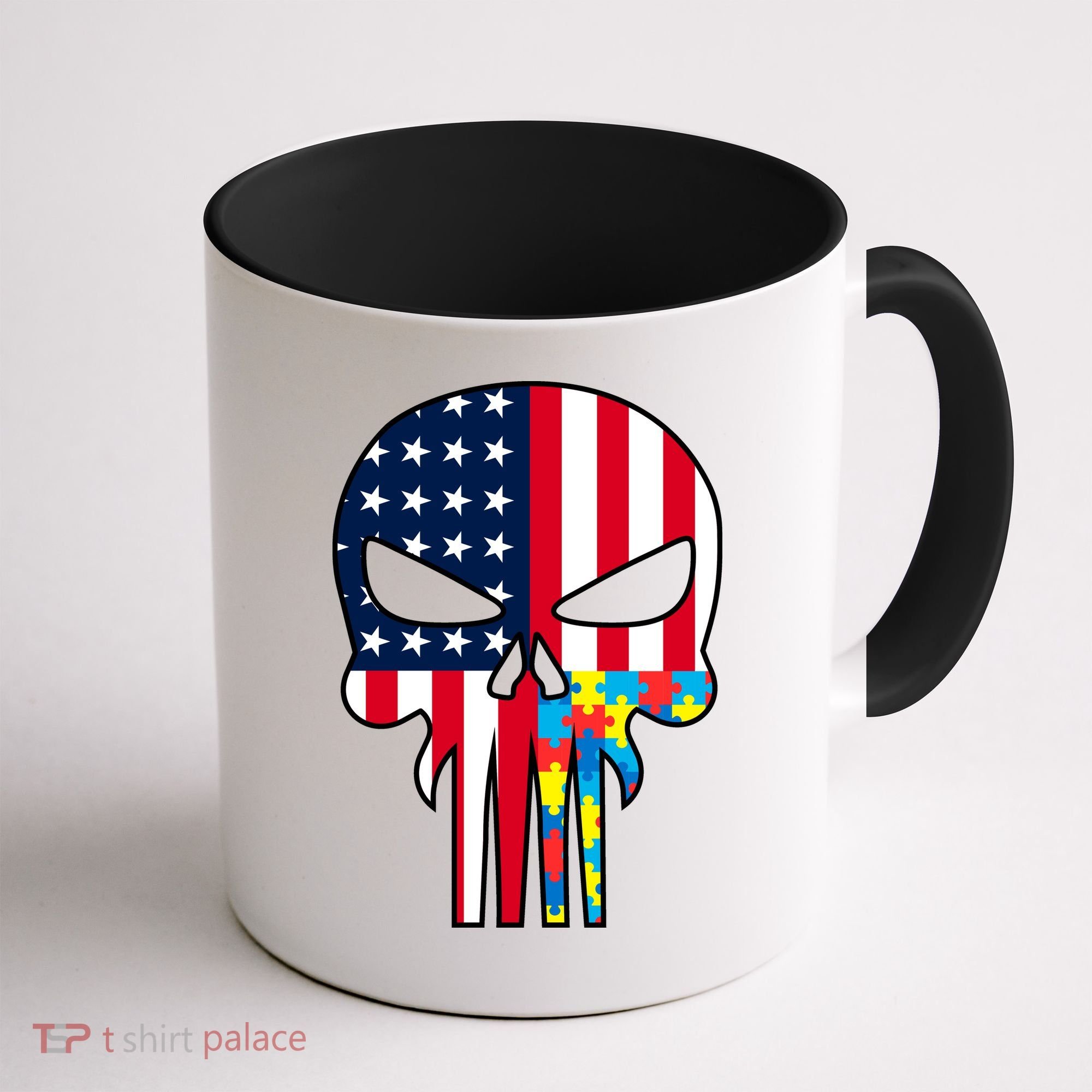 Autism Awareness American Skull Coffee Mug