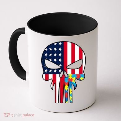 Autism Awareness American Skull Coffee Mug