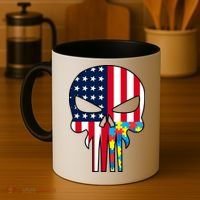 Autism Awareness American Skull Coffee Mug thumb 4