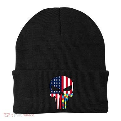 Autism Awareness American Skull Beanie