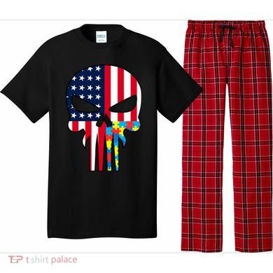 Autism Awareness American Skull Pajama Set
