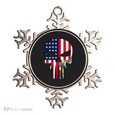 Autism Awareness American Skull Ornament
