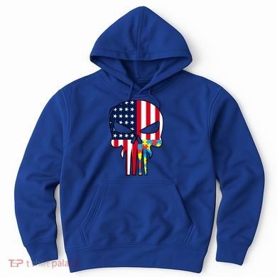 Autism Awareness American Skull Hoodie