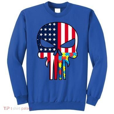 Autism Awareness American Skull Sweatshirt