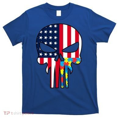 Autism Awareness American Skull T-Shirt