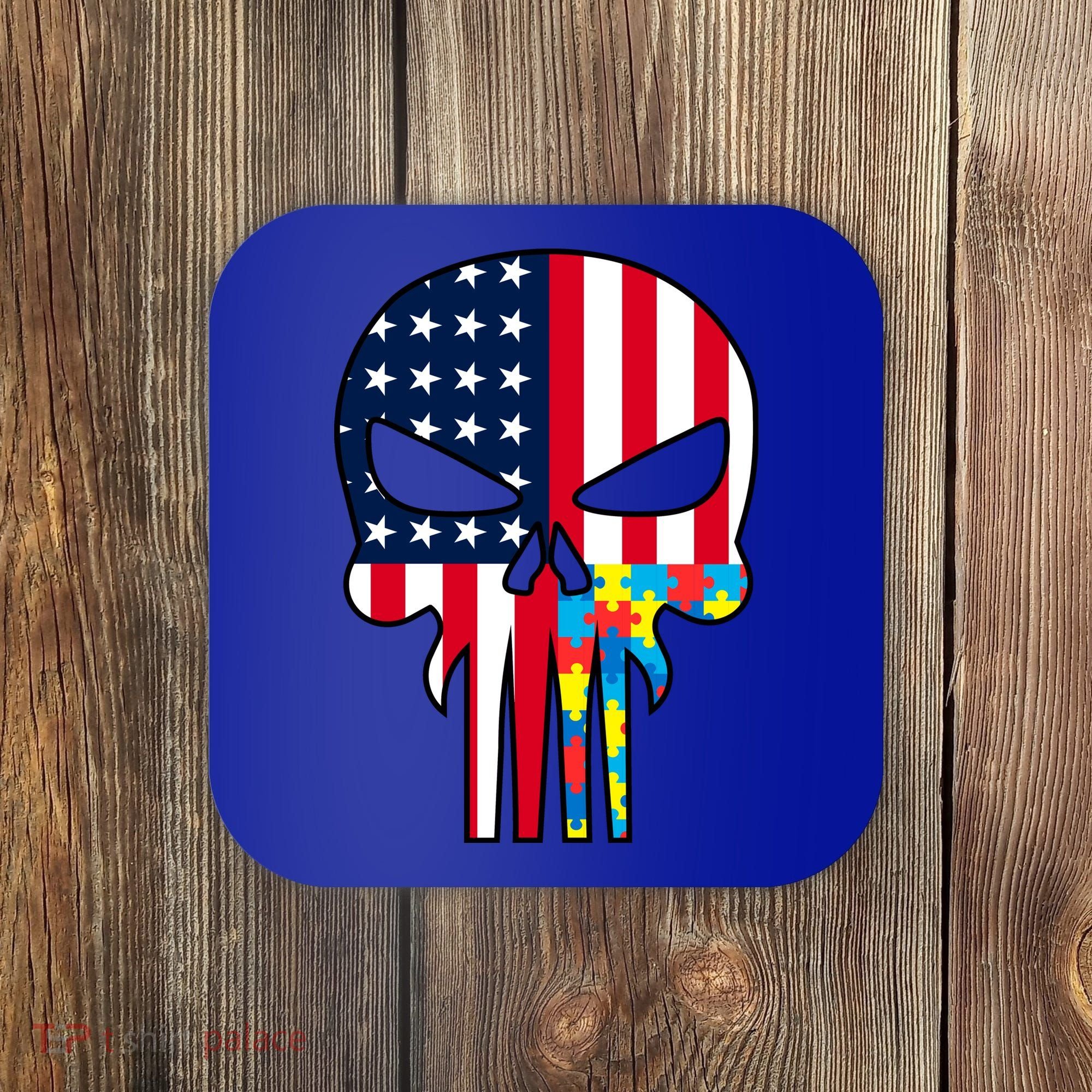 Autism Awareness American Skull Coaster