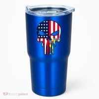Autism Awareness American Skull Tumbler thumb 0