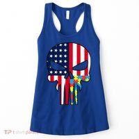 Autism Awareness American Skull Women's Tank Top thumb 0