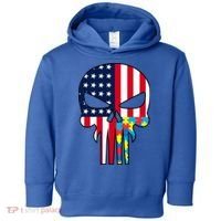 Autism Awareness American Skull Toddler Hoodie thumb 0