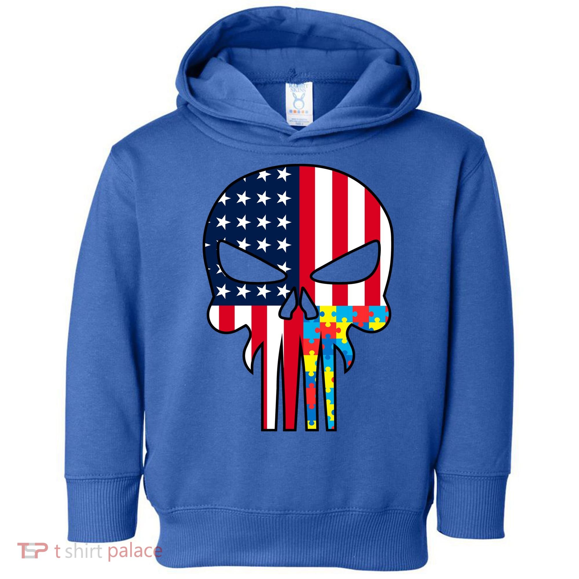 Autism Awareness American Skull Toddler Hoodie