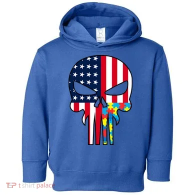 Autism Awareness American Skull Toddler Hoodie