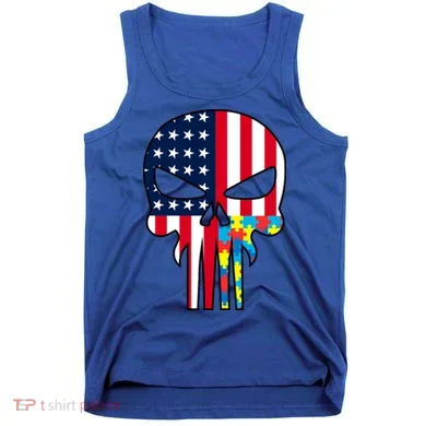 Autism Awareness American Skull Tank Top