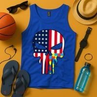 Autism Awareness American Skull Tank Top thumb 4