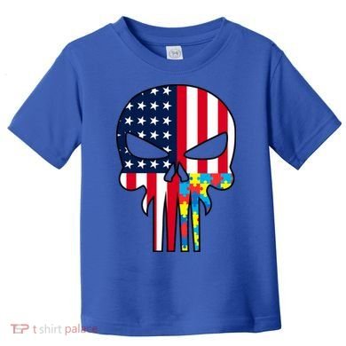 Autism Awareness American Skull Toddler T-Shirt