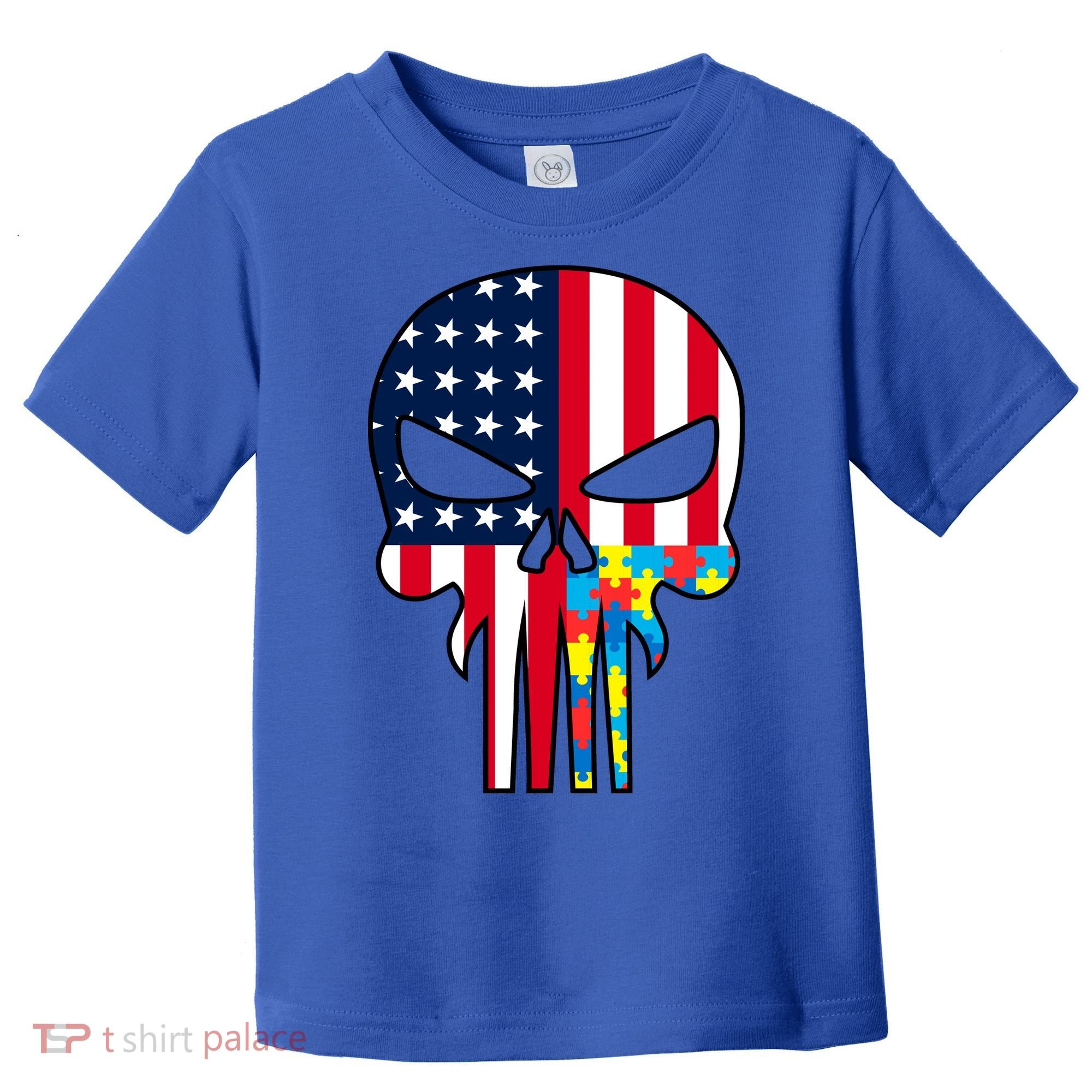Autism Awareness American Skull Toddler T-Shirt